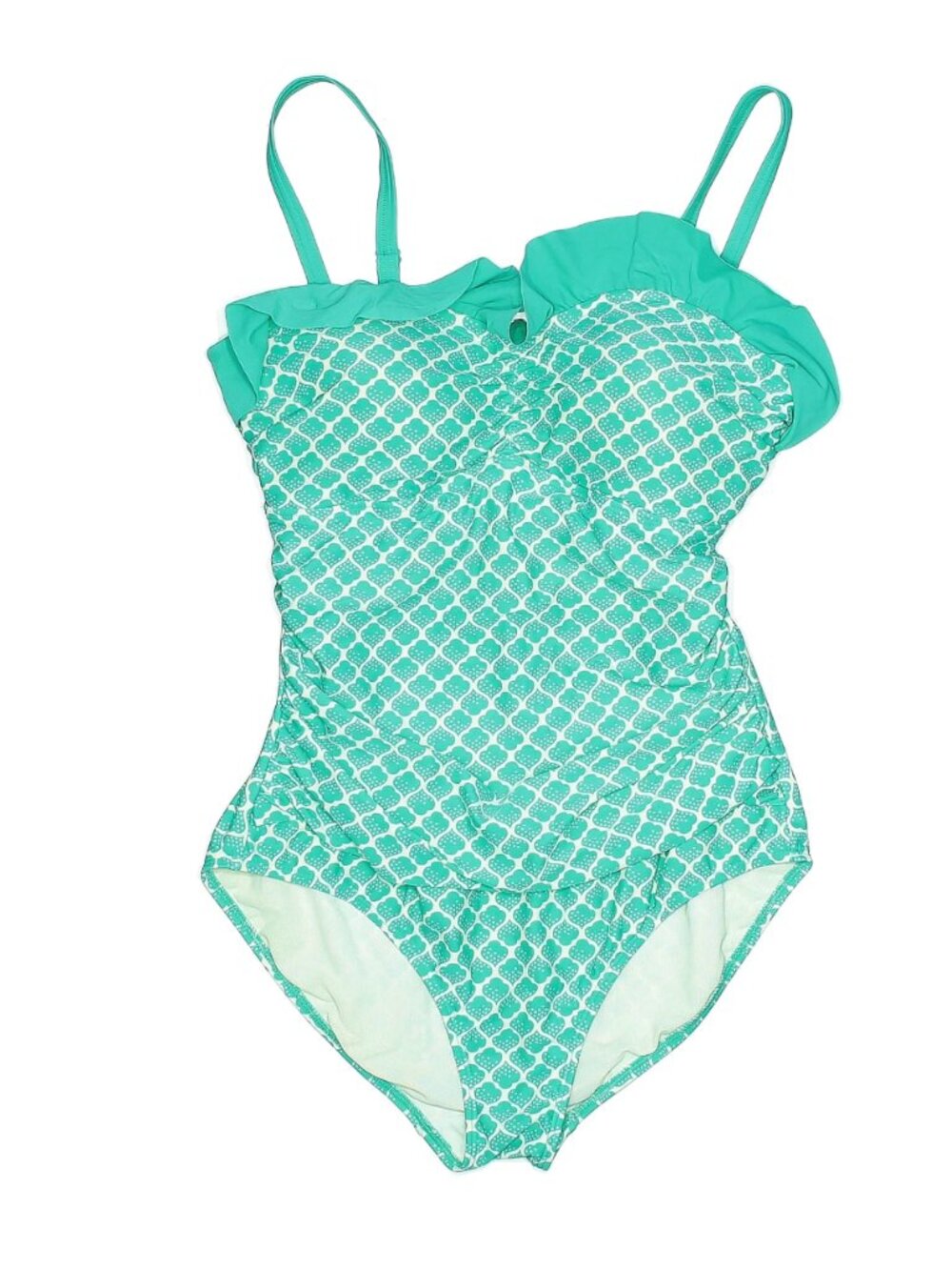 Boden | One-Piece Swimsuit | Teal Argyle Print